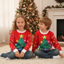 Funny Light-Up Christmas Sweater for Boys Girls, Holiday Cheer 4-13