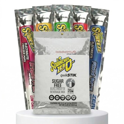 Sqwincher Bundle: (50) Coconut Zero Qwik Stiks (20oz Yield) & (50) Sqweeze...