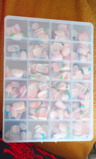 Short Square Full Cover French Nail Tips Pink...