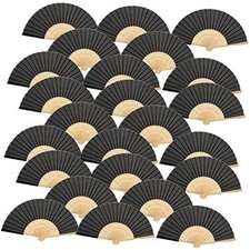 24 Pack Hand Held Fans Silk Bamboo Folding Fans Handheld Decorative Japanese
