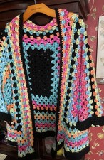 Cárdigan Crochet Frente Abierto Multicolor Hecho a Mano Excelente Mediano Hermoso Color