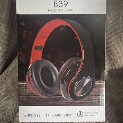 B39 Wireless Headset Bluetooth Noise Reduction Mic, TF Card, FM, Foldable, Red