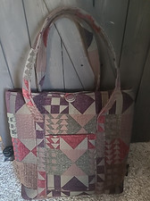 Donna Sharp Quilted Patchwork Brown Earth Tote Large Shoulder Bag Cottagecore