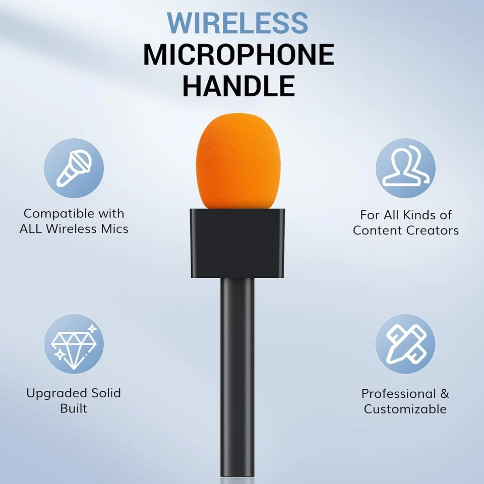 TONOR Handheld Adaptor for Interview Mic, Wireless Microphone Handle Black  - Image 3 of 4