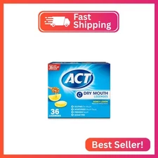 ACT Dry Mouth Lozenges With Xylitol, 36-Count, Sugar Free Honey-Lemon