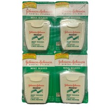 Dental Floss Johnson Johnson Reach NEW Lot 4 Mint Waxed 100 Yds Ea. SEALED 96