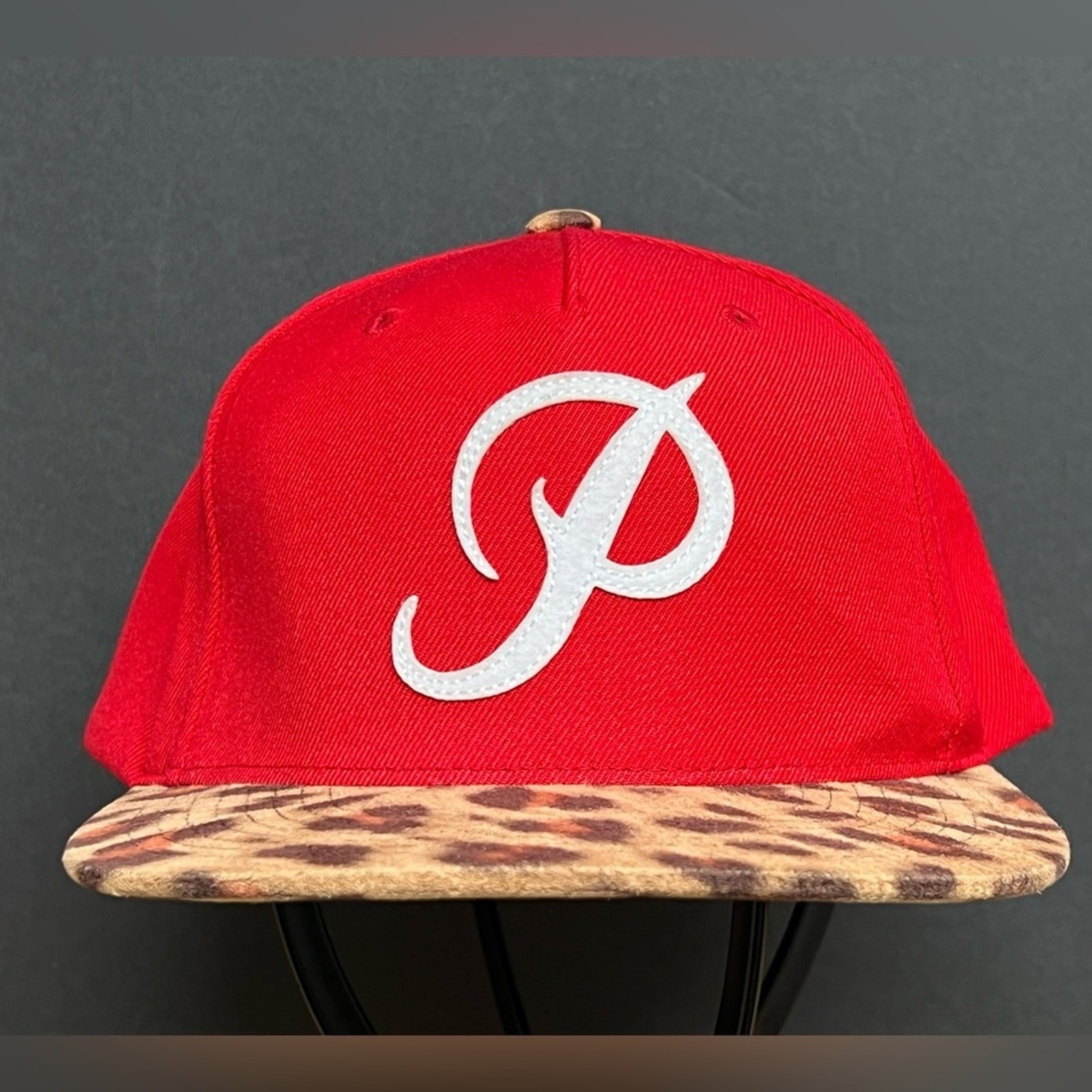 Primitive Hat Cap Snap Back Red Leopard Print Woo… - image 1