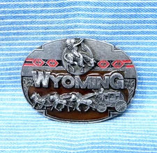 Wyoming Belt Buckle Western Native American Design Vtg 1990 Siskiyou   .CPA838