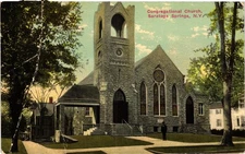 Vintage Saratoga Springs Congregational Church Postcard