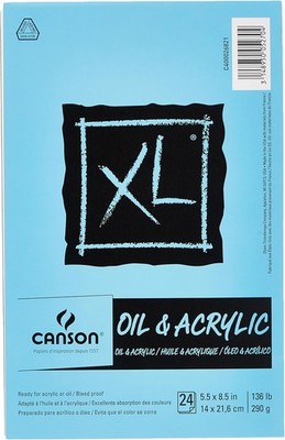 Canson XL Oil & Acrylic, Foldover, Paper Pad, 5.5''x 8.5'' 24 Sheets (136lb/290g)