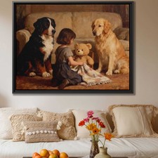 Golden Retriever Dog Oil Painting Canvas Print for Living Room Wall Decor