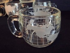 Vintage Nestle Nescafe World Globe Glass Coffee Mug - Late 1970's - Excellent!