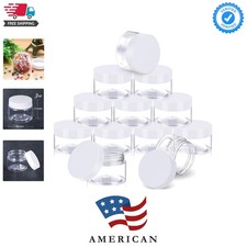 12 Pack 3 oz Plastic Container Jars with Lids Round Clear Travel Cosmetic Con...