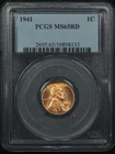 Lincoln Wheat Cent. 1941 P. PCGS MS65 RD Lot # 9066-376-133