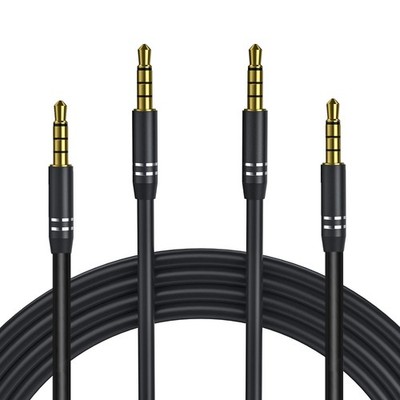 2 Pack 3.5mm Audio Cable Male to Male (4Ft/1.2M), 4 Pole Hi-Fi Stereo AUX Cor...