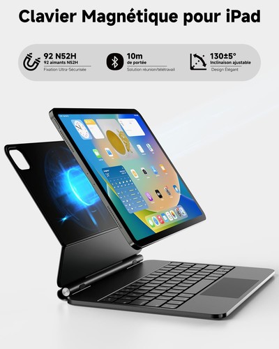 Nuflaz Clavier pour iPad Air 11 Pouces (M2/M3) Air 7/6/5/4 Gen Pro 11 - Photo 13/24