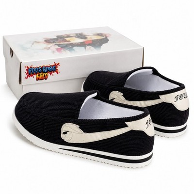 Foos Gone Wild SICK 1 Men's Corduroy Slip-On Slippers Black White Size 13