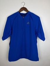 Adidas Mens Blue 1/4 Zip Mock Neck Athletic F...