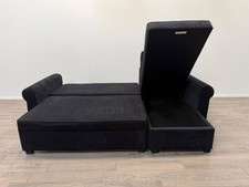 Addie Charcoal Velvet Reversible Corner Sofa Bed with Double Bed
