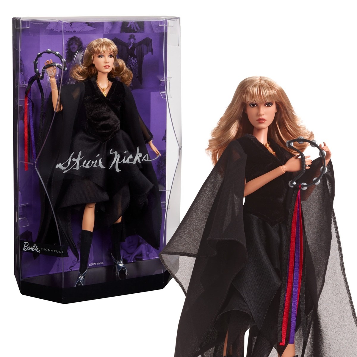 ロック界の歌姫 スティーヴィ・ニックスバービー人形、ブラックドレスバージョン New - Stevie Nicks Barbie Signature Music Collector Series Fast