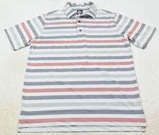 FootJoy Polo Shirt Mens Large Blue Red Striped Short Sleeve Stretch Classic Fit