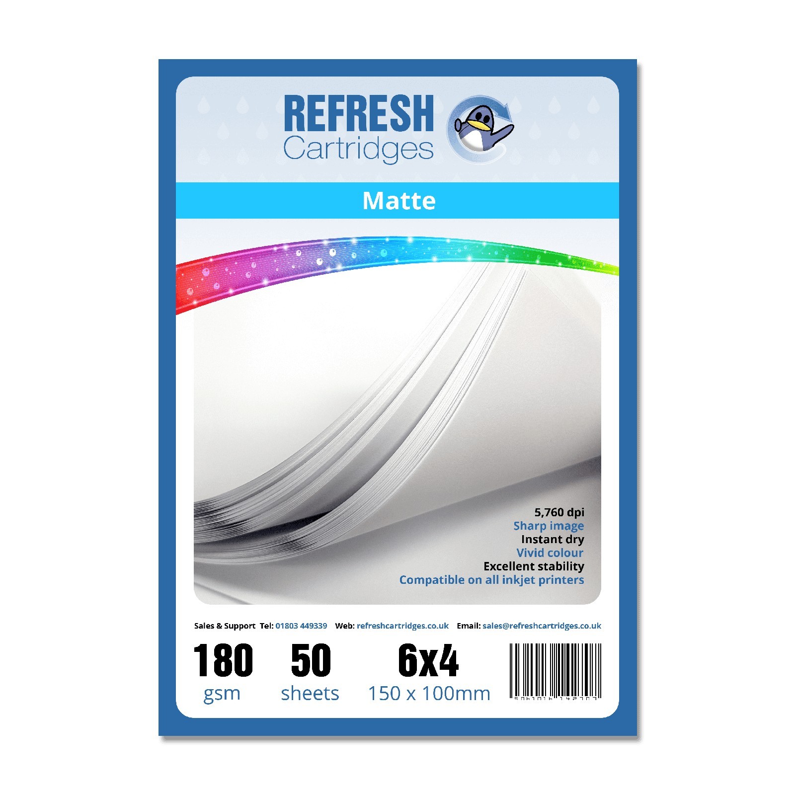 Refresh Cartridges Matte Coated 6x4 (150x100mm) Professional Inkjet Photo Paper