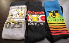 Pok mon Crew Socks 3 Pair Shoe Size 6 1/2 - 12 Unisex Teen Sock Size 10-13
