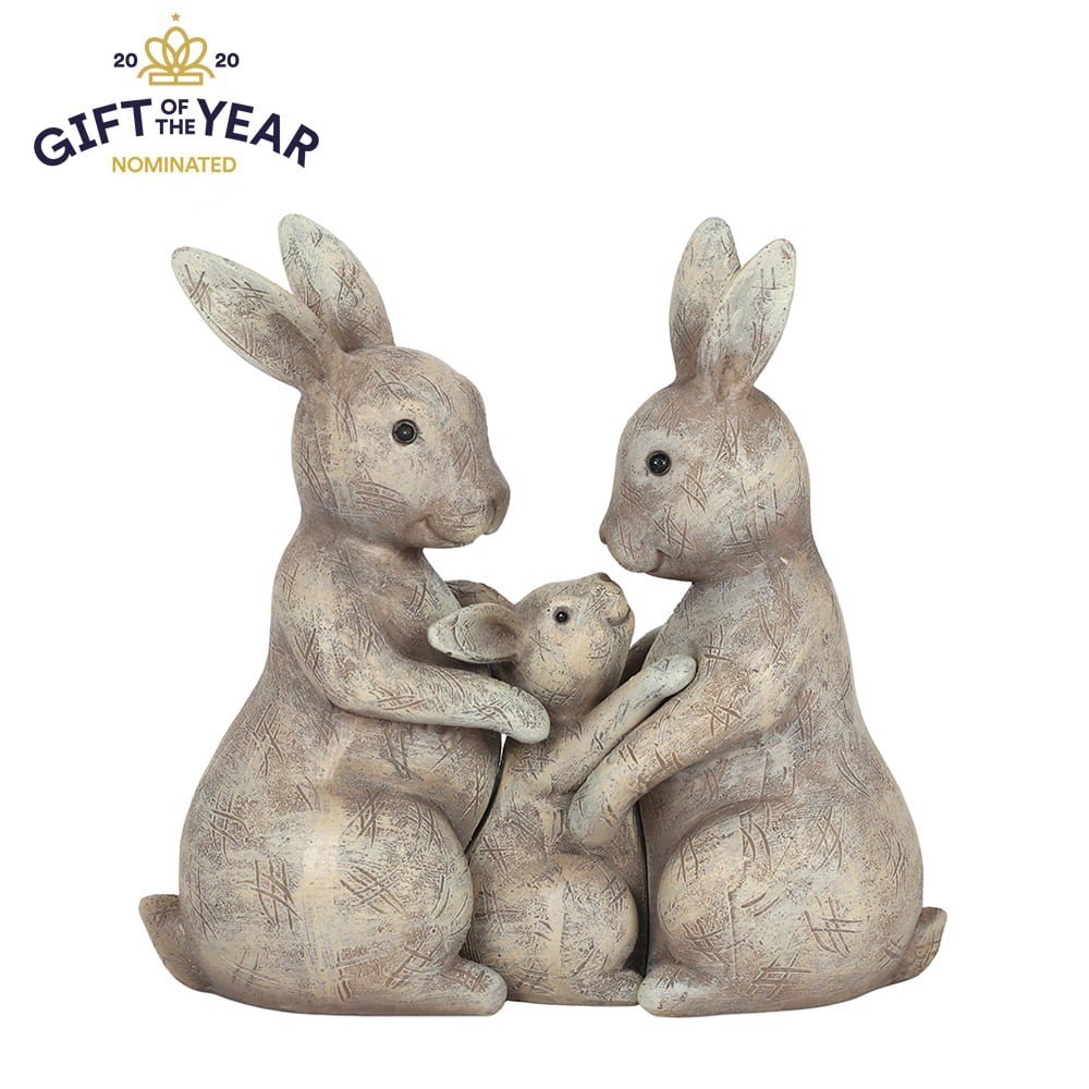 ""Fluffle Family"" Rabbit Bunny Family Ornament Figure Love Hugs