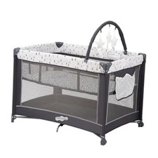 Pack and Play with Bassinet, Portable Playard for Baby Foldable Grey