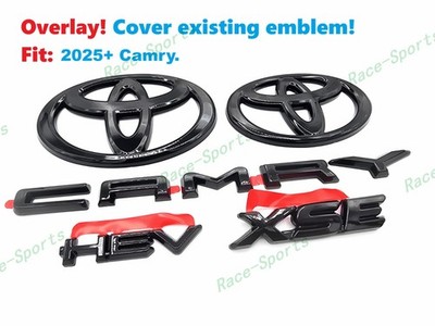 OVERLAY Gloss Black Front Rear Toyota Logo Camry HEV XSE Emblem 2025+ Camry