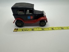Vintage Made in Japan Tin Friction Sedan Toy Car Black Red 1930s Style 4