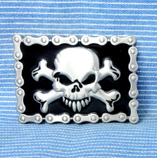 Skull Crossbones Belt Buckle Biker Chain Pirate Cosplay Halloween Vtg .TYC927