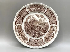 Set of 2 Alfred Meakin Fair Winds Copper Brown White Transferware 7” Bread Plate