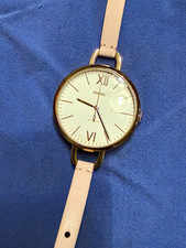 Fossil Women's Quartz Dress Watch Gold Tone 34mm White Dial Roman White Leather