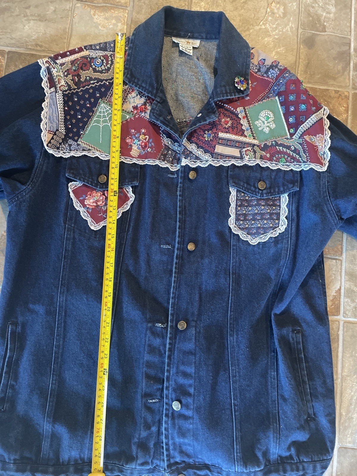 Womens Patchwork Denim Jacket - Bedazzled With La… - image 3