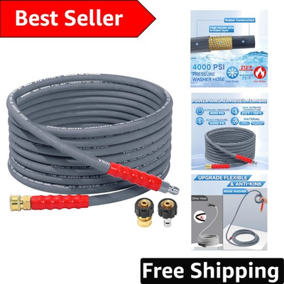 #ad Tear Resistant 25 Ft 4000 PSI Pressure Washer Hose with Versatile Quick Connect $75.99