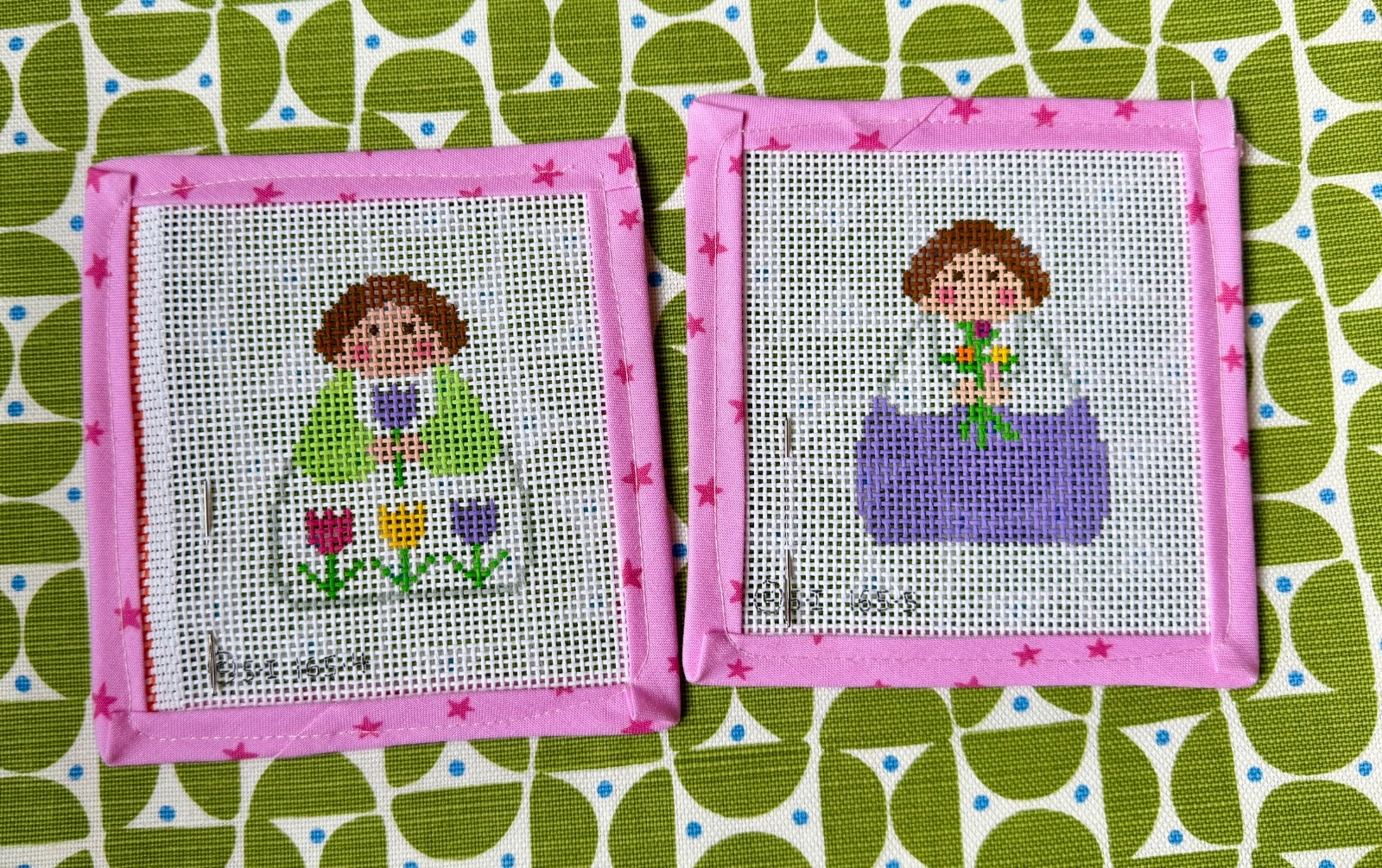 2 STITCH-ITS Needlepoint Angels- April and May - 13 mesh 