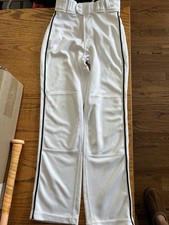 Rawlings Semi Relaxed White Baseball Pants With Navy Tubing Youth Small-YPRO150P
