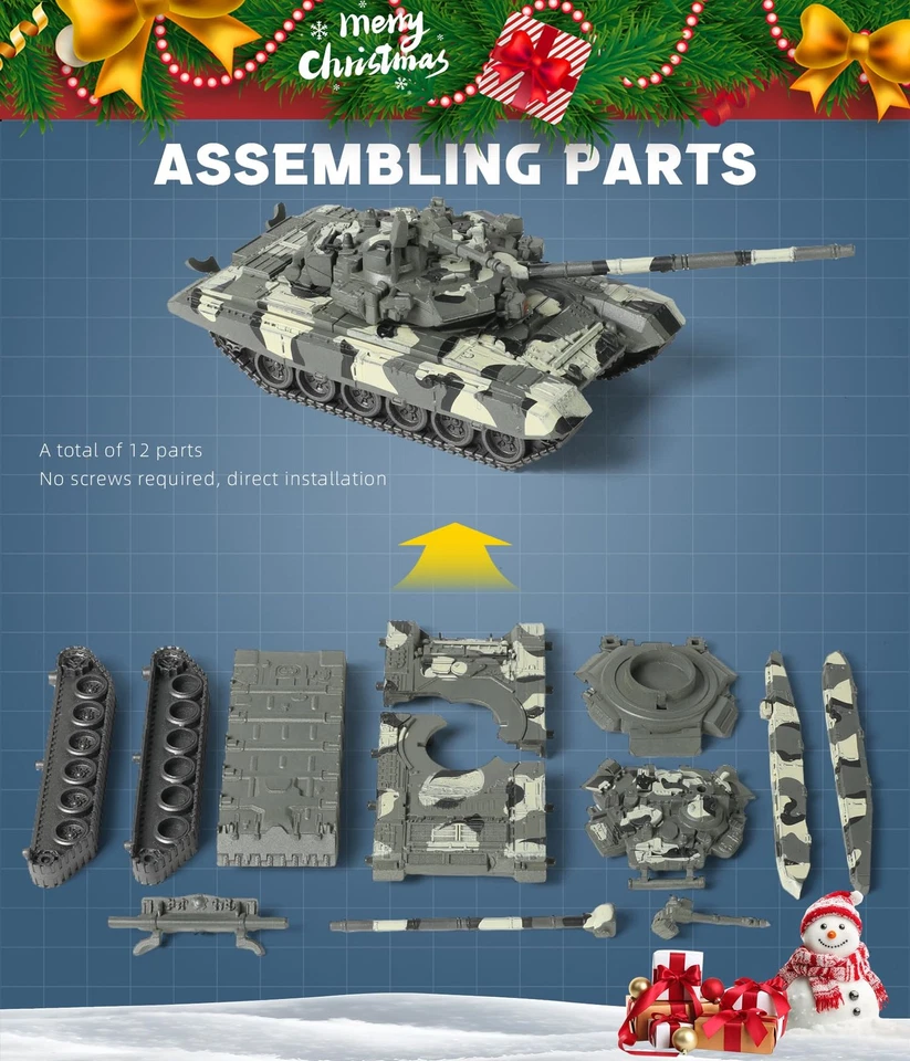 SEBUNAS Serbatoio militare T 90 scala 1/72 kit modello veloce veicolo corazzato - Immagine 4 di 4