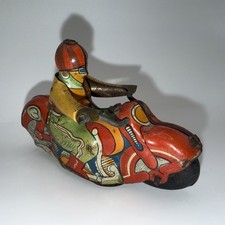 Vintage Tim Lithogram 3.5  Antique Toy Motorcycle Racing Bike With Driver 3 Rare