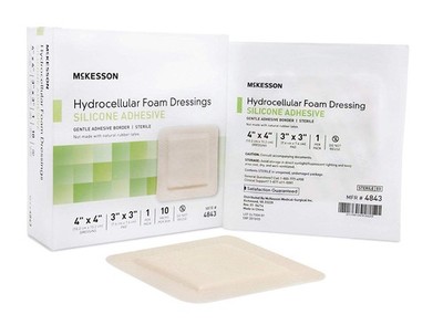 McKesson Hydrocellular Foam Dressing Silicone 10 Count (Pack of 1), Beige 