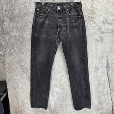 Vintage Levis 501 Jeans Mens Black Made USA 90s Button Fly Straight Fits 31x32