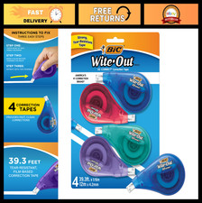 EZ Correct Correction Tape - 39.3ft, 4-Pack, Instant Dry, Tear-Resistant, Office