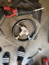 Genuine Momo Champion 350mm Black Leather Steering Wheel. Classic Retro. 7d