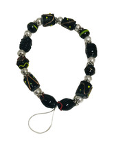 Black W/ Yellow Red Phone Charm Bracelet Wrist Strap Stretch Lanyard 8.5 VTG