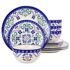 Laurie Gates California Designs Tierra Star 12 Piece Hand Painted Dinnerware Se