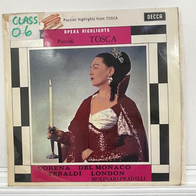 Puccini Tosca Opera Highlights LP Decca Corena Del Monaco Tebaldi Vinyl 33rpm