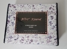 Betsey Johnson Queen Sheet Set Purple Floral Flowers Butterfly 6pc Bedding NEW