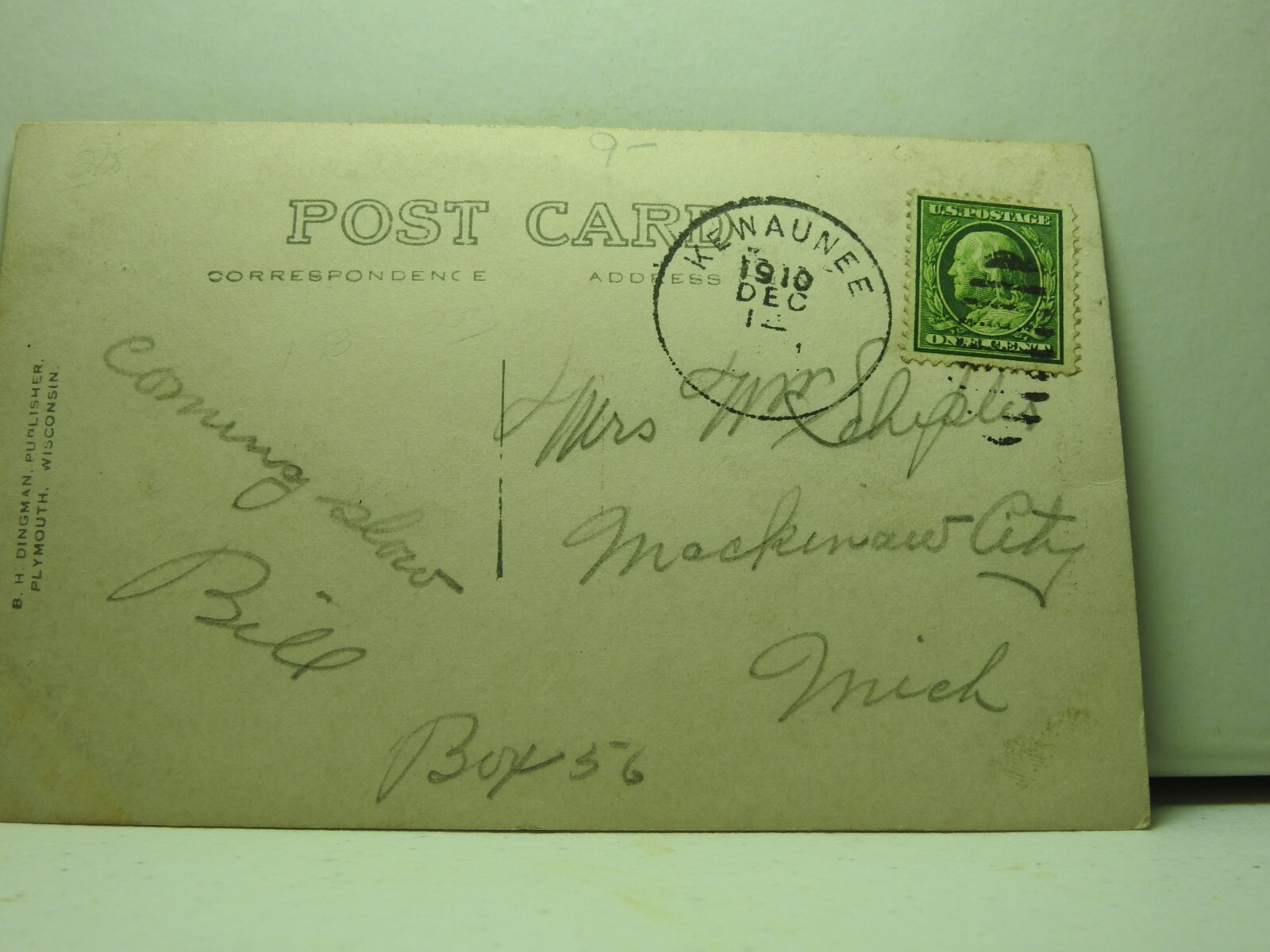 RPPC Postcard View Residence Street Kewaunee Wisconsin Posted 1910 Trees     F52