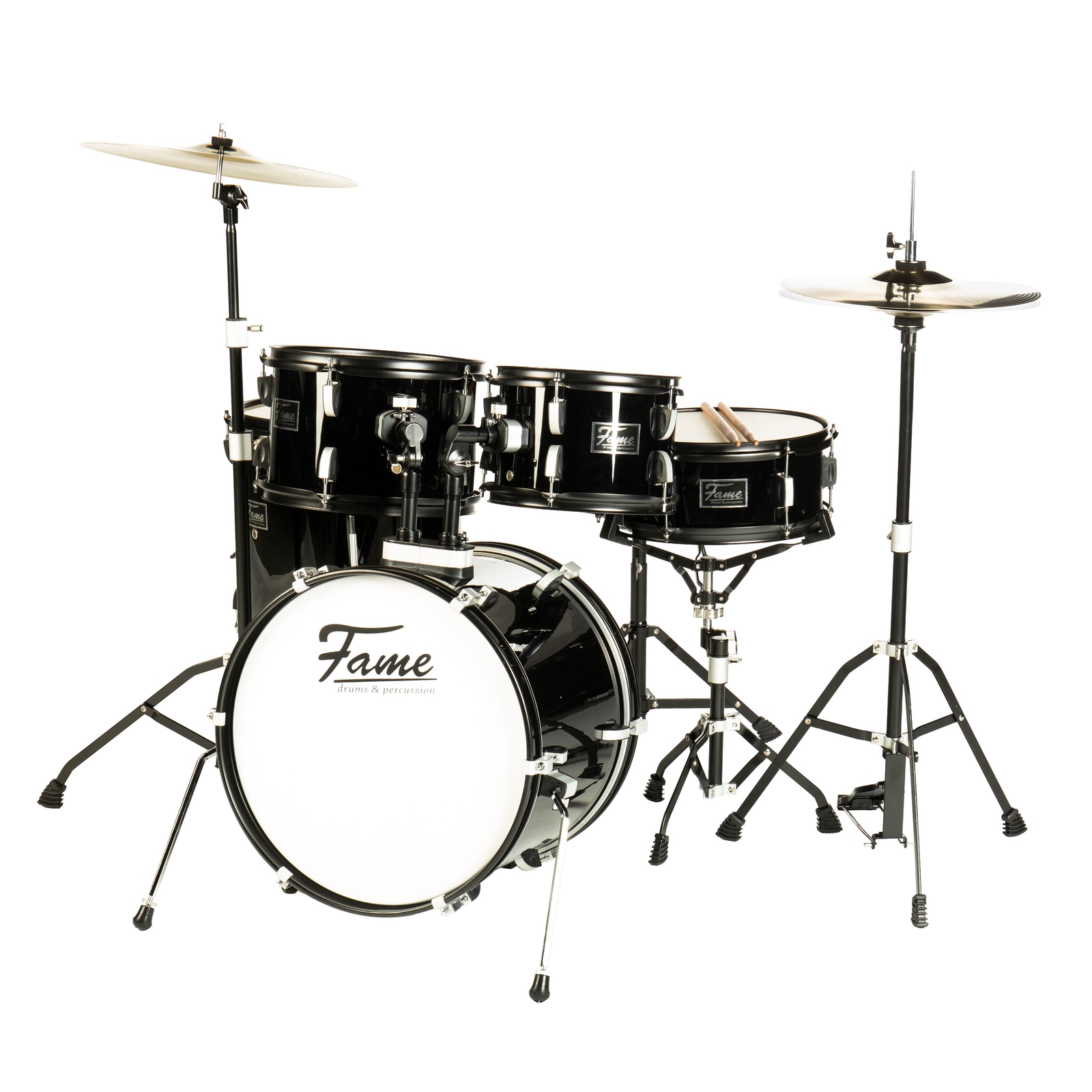Младшая ударная установка FS18B Piano Black с 18 басовыми барабанами Mischholz Kessel Inkl. Оборудование